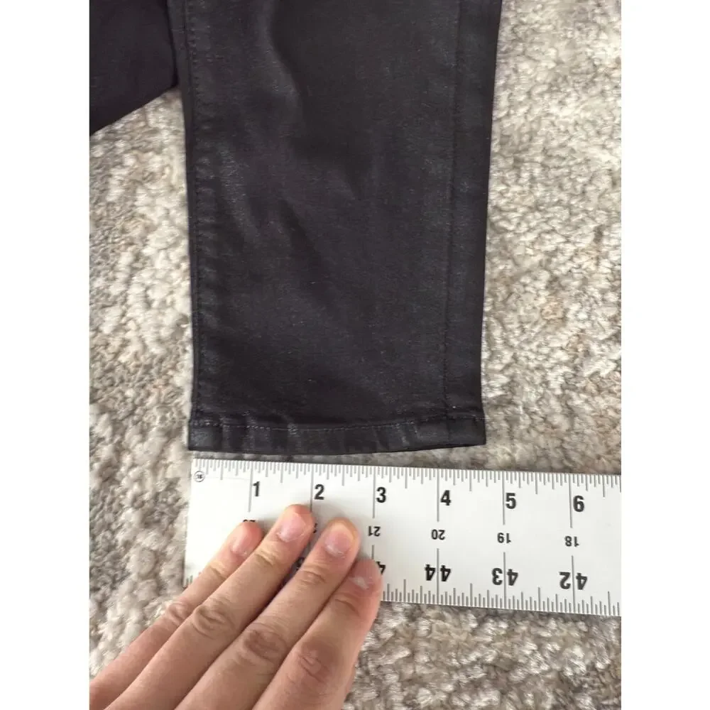 7 For All Mankind Size 27 Distressed Stretch Jeans Black Pants Button Zip Cotton